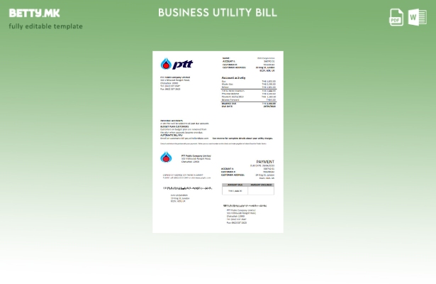 Модерен стил PTT шаблон за деловна сметка за комунални услуги за гас